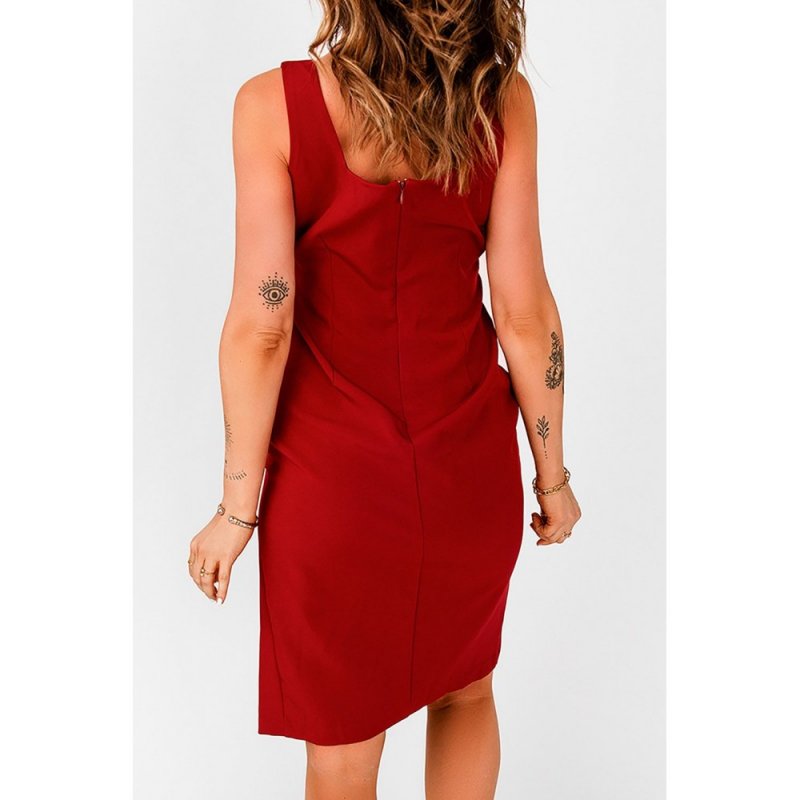 Red Cut out Waist Side Slit Sleeveless Midi Dress - from category Midi Dresses