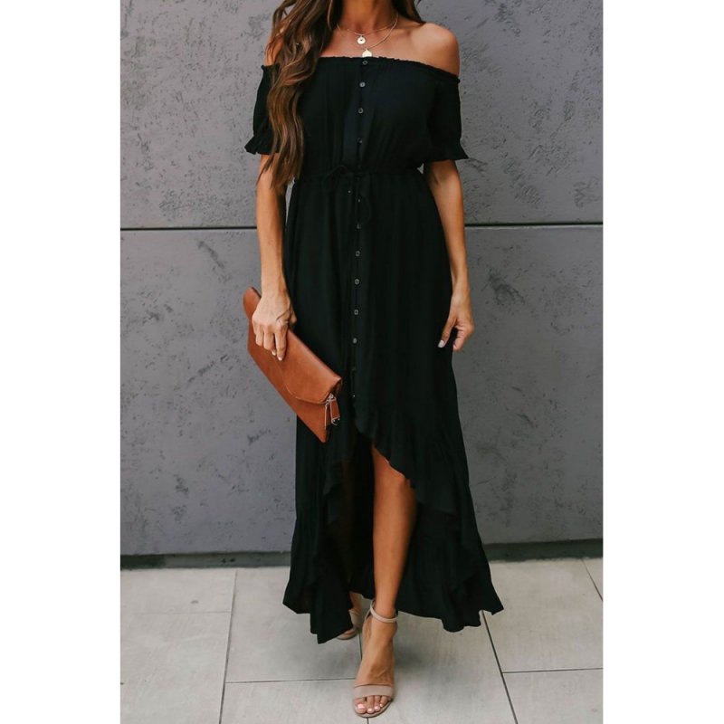 Black Glaze High Low Off The Shoulder Maxi Dress - from category Maxi Dresses