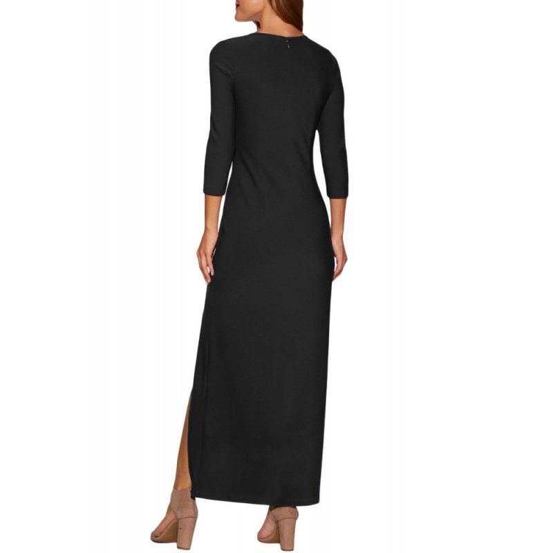 Grommet Side Slit Accent Black Maxi Dress - from category Maxi Dresses