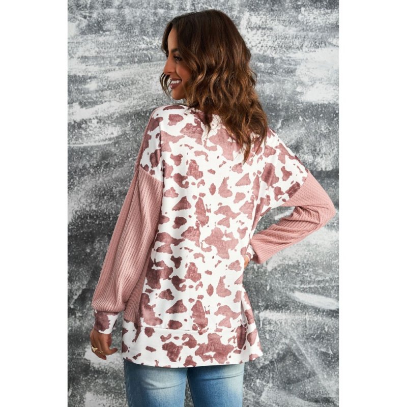 Brown Cow Contrast Asymmetrical Long Sleeve Top - from category Long Sleeve Tops