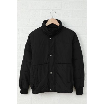 Black Holly Pocketed Puffer Jacket