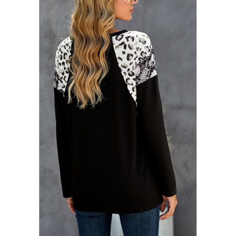 Aztec Animal Print Splicing Long Sleeve Top - from category Long Sleeve Tops